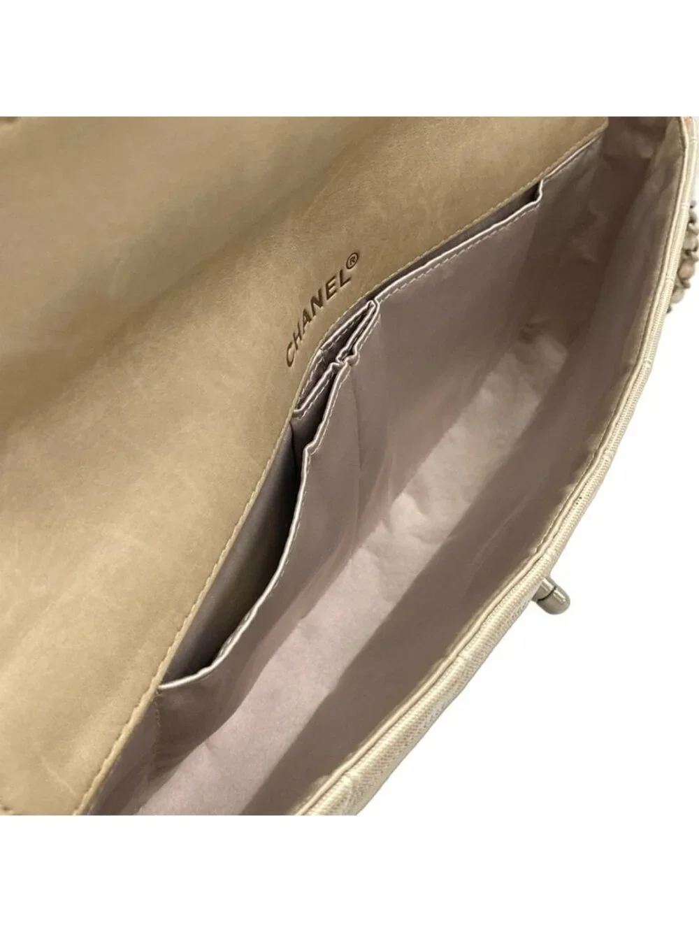 Chanel Shoulder Bag New Travel Line Choco Bar Stitch Beige Chain Silver Leather